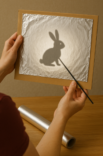 알루미늄 포일로 만든 그림자 놀이반사 배경 이미지