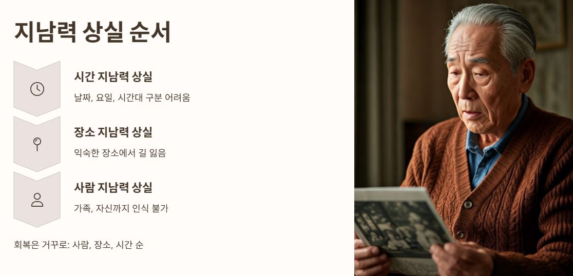 지남력 상실 순서