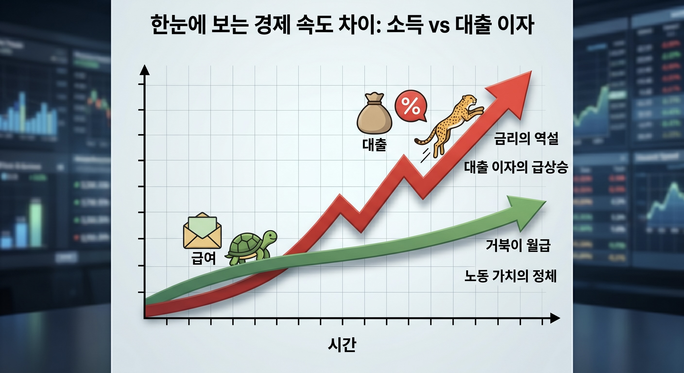 급여소득과 대출이자의 시각적 자료