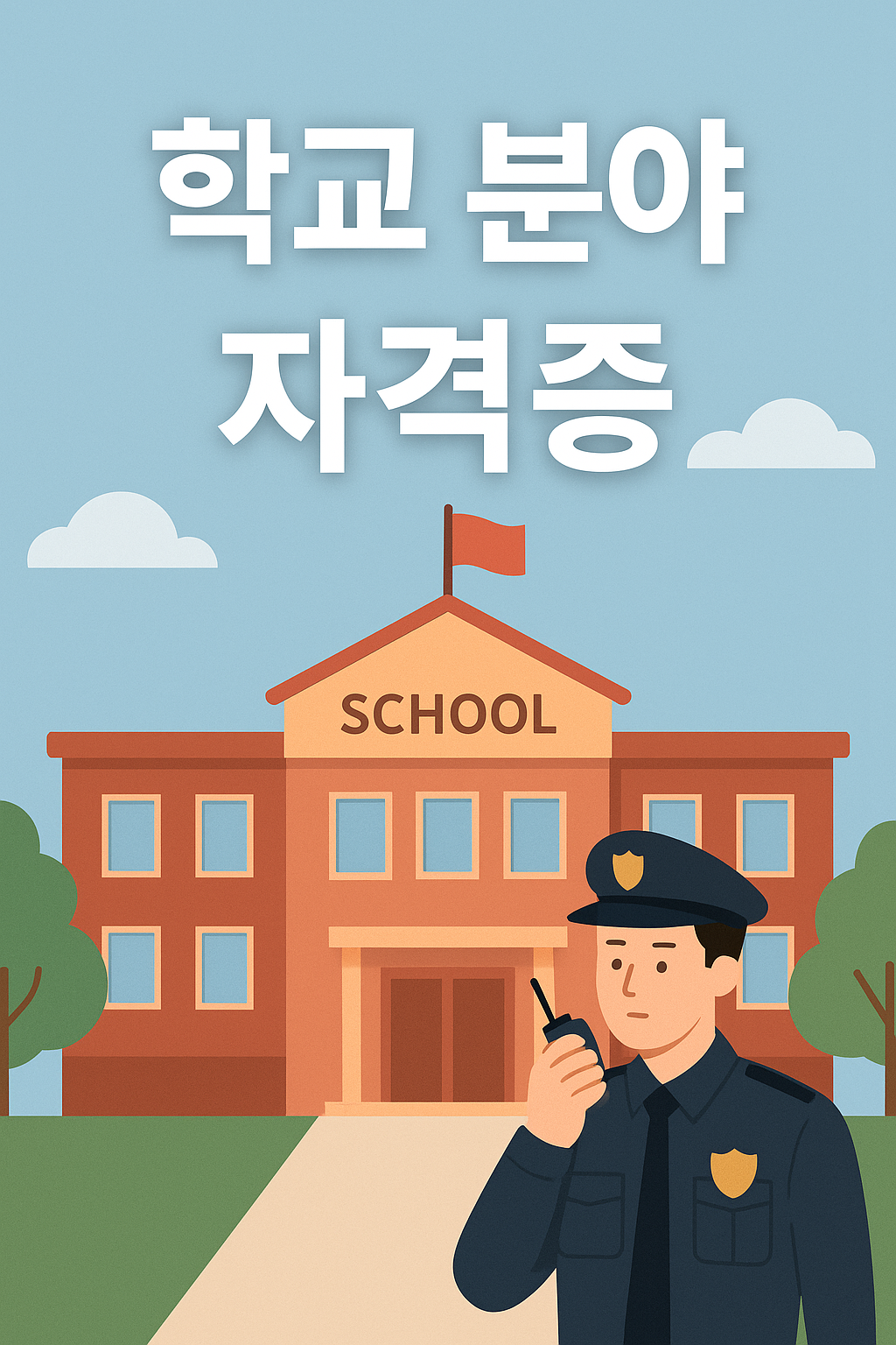 학교 분야 자격증 안내 썸네일 이미지 – 교육기관 배경 일러스트