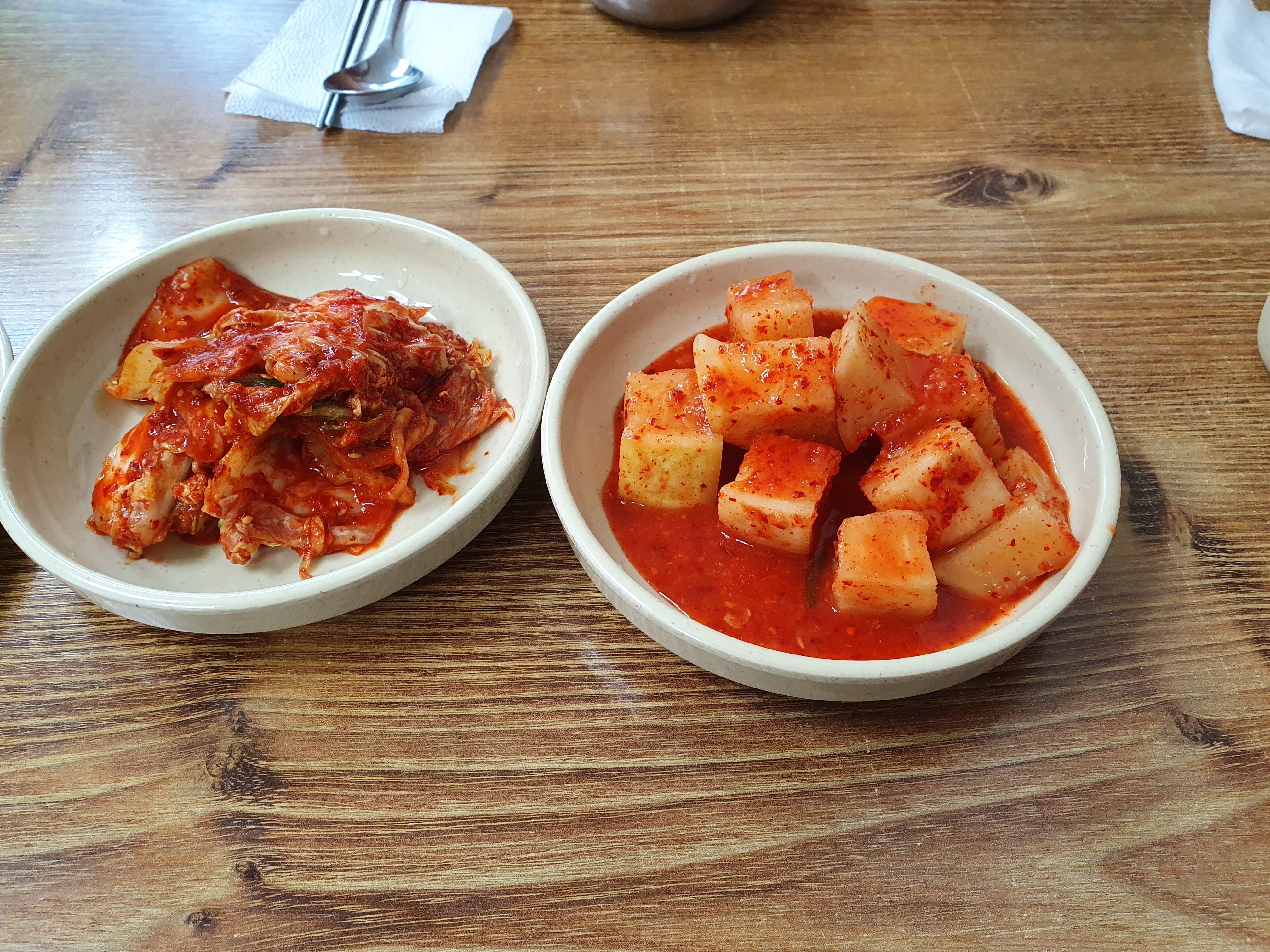 대정동 순대 맛집 한우물 순대 반찬 깍뚜기 겉절이 다 맛있음!