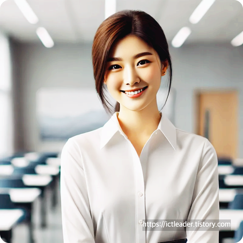 스마트하고 신뢰감 있는 20대 한국인 여성 AI 강사