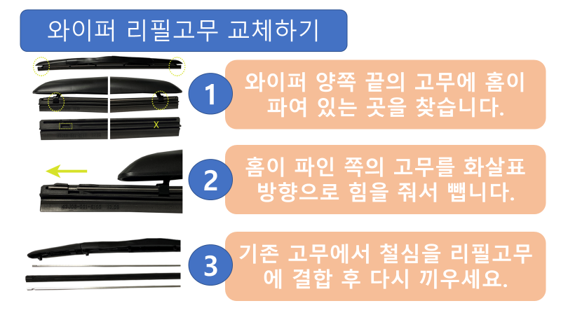 와이퍼 리필고무 교체하기