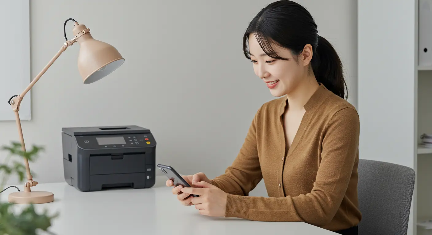 스마트폰으로 인감증명서 발급 인증을 준비하는 여자