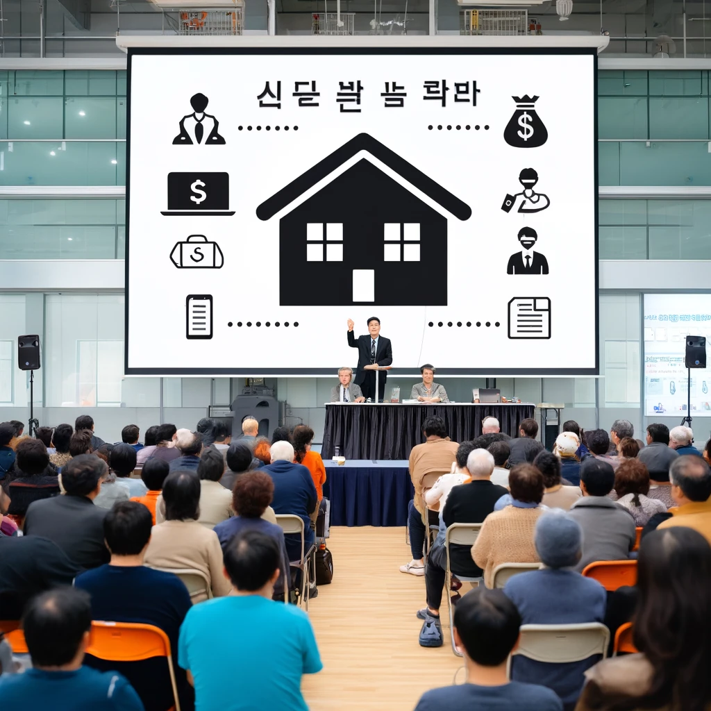 피해자들이 정부 지원 설명회를 듣는 모습 
