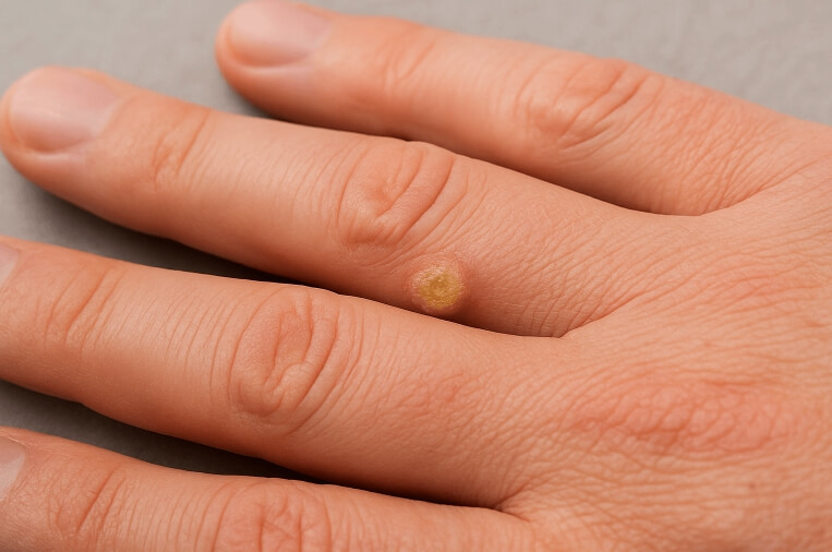 티눈이 발생한 손가락 사진