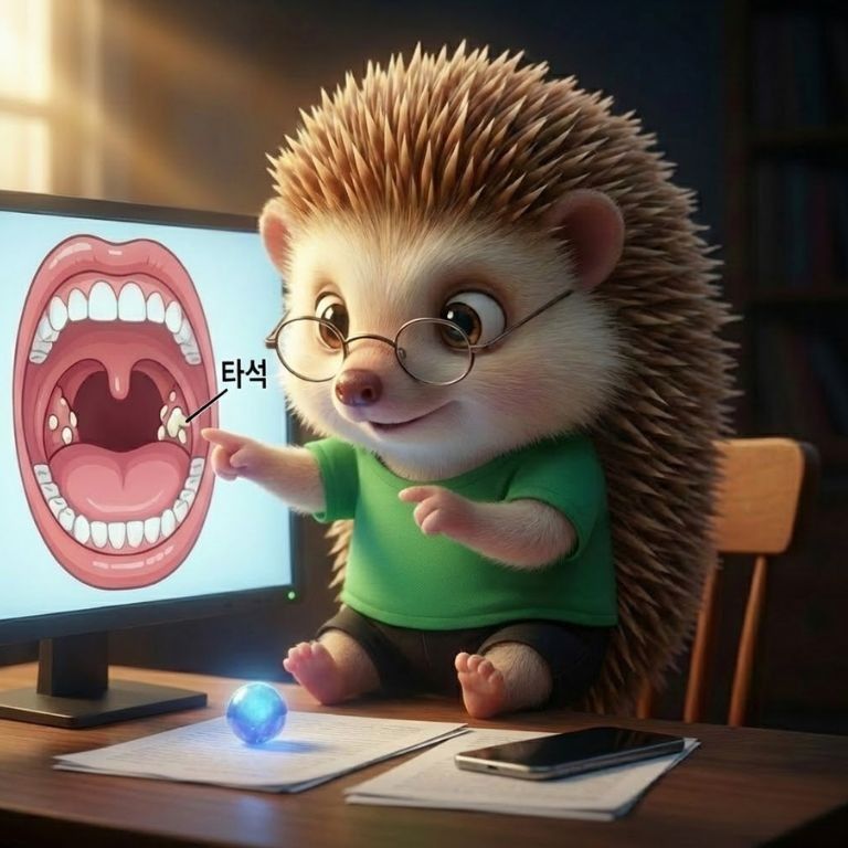 타석증의 위치를 설명하고 있는 도치씨의 모습