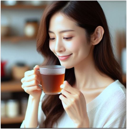 카페인 효능 다이어트 효과, 홍차 마시는 젊은 여성 사진