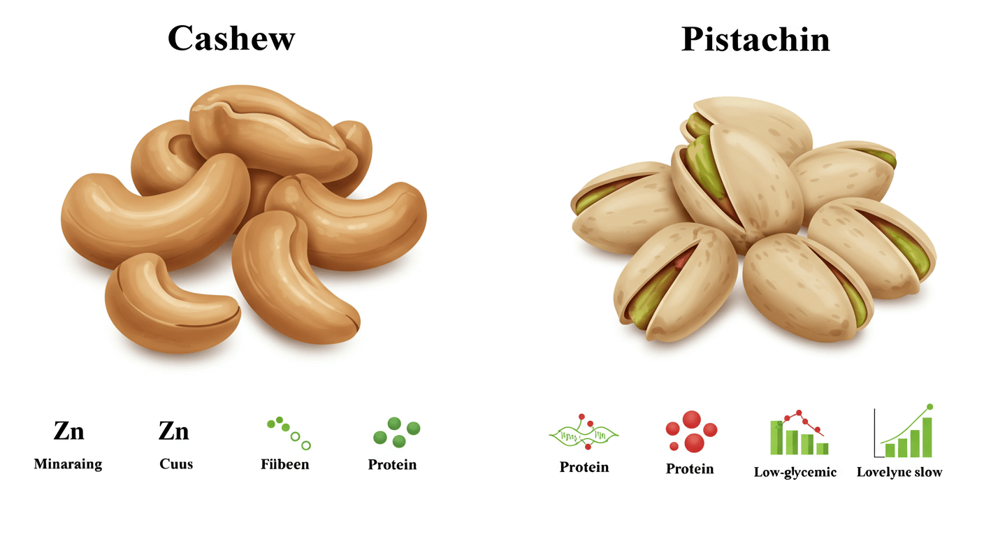 캐슈너트와 피스타치오의 영양 가치
