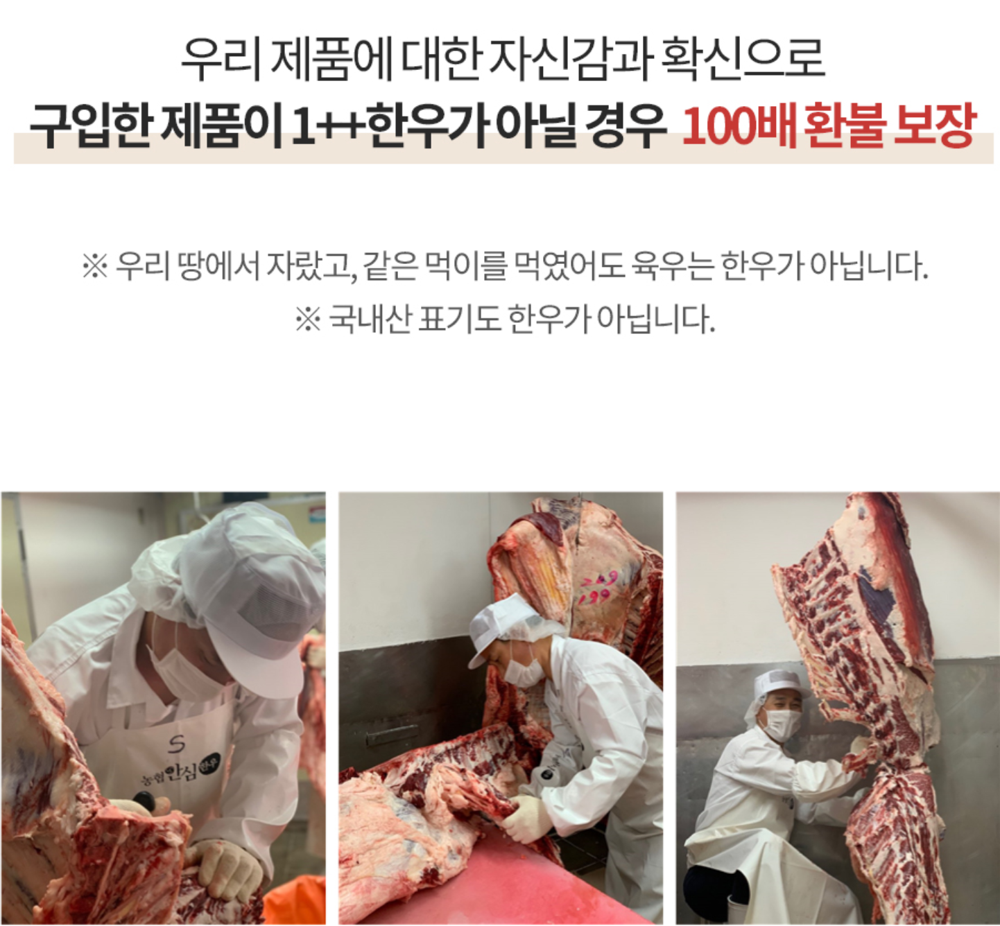 한우가 아닐 시 100퍼센트 환불 보장