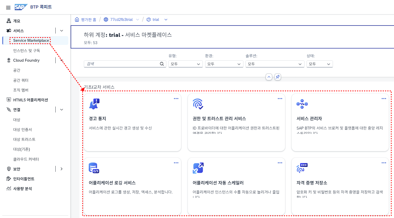 SAP BTP Service Marketplace