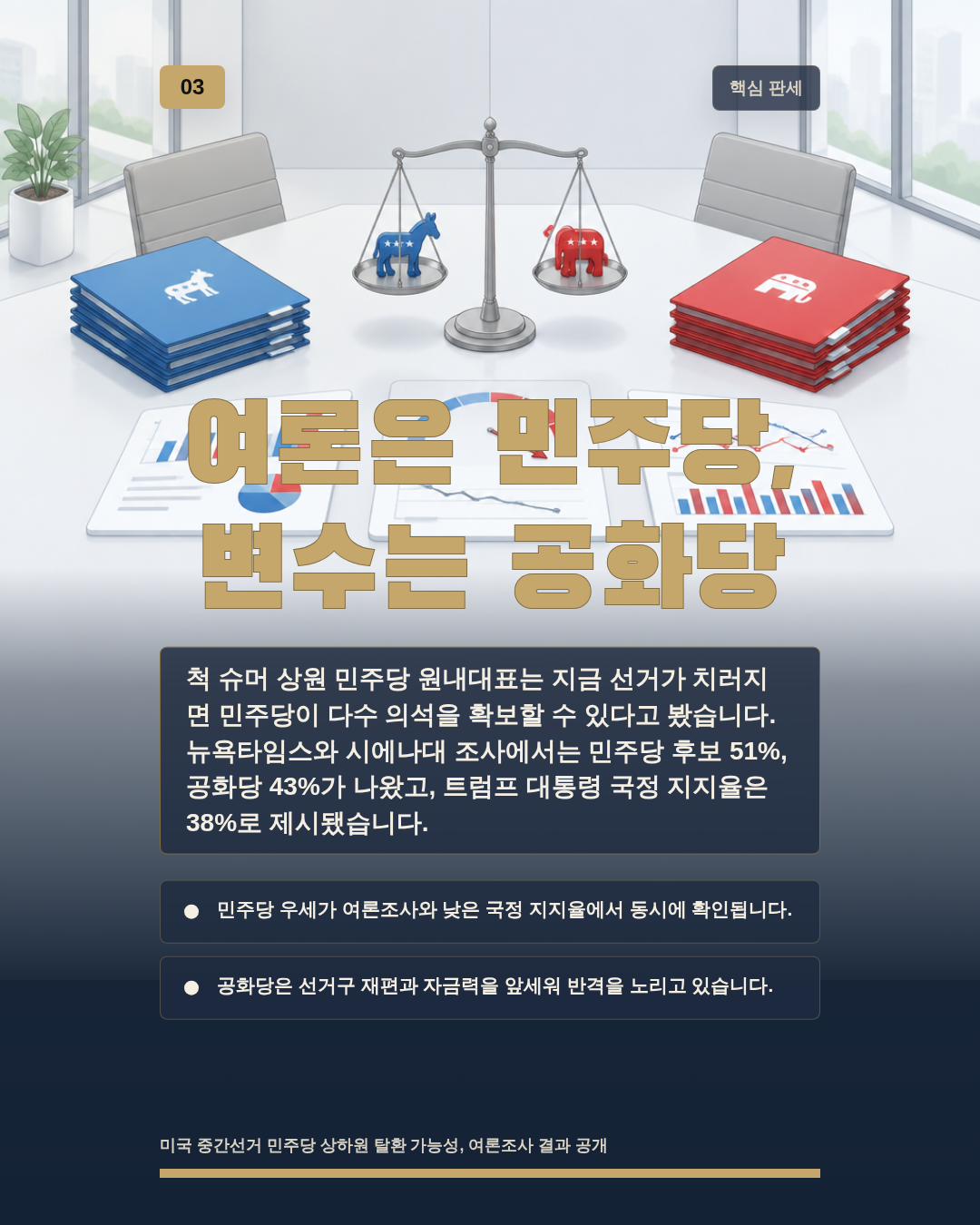 여론은 민주당, 변수는 공화당