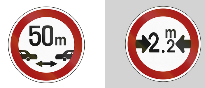 차간거리 확보와 차폭 제한 표지판: 비슷해 보이지만 다른 의미