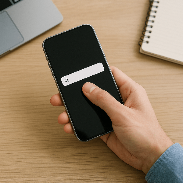 예방접종 관련 정보를 스마트폰으로 검색하는 장면