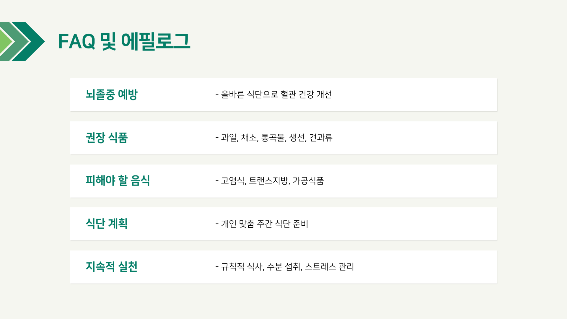 뇌졸중 식단 건강한 식습관 만들기