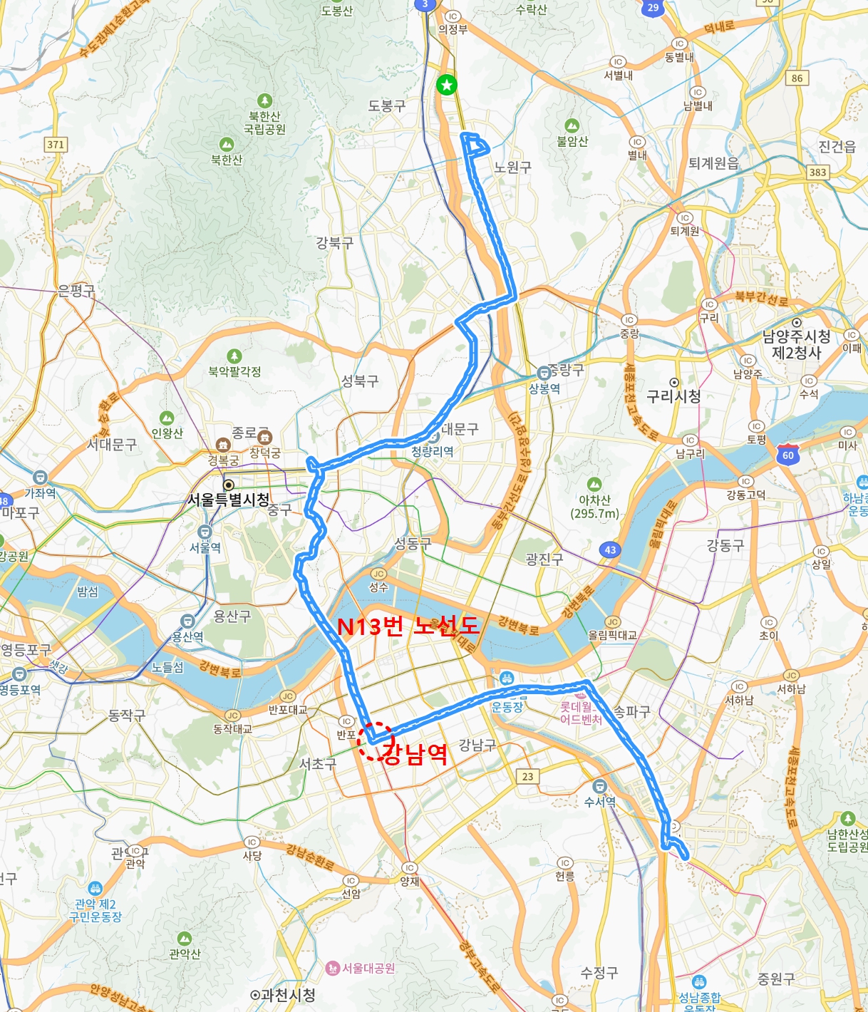 N13노선도