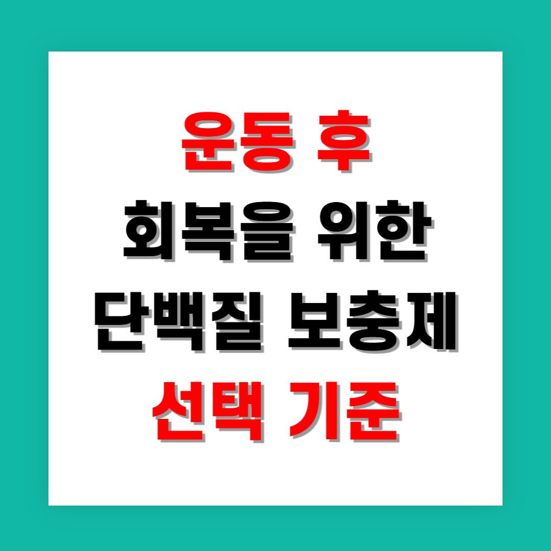 운동 후 회복을 위한 단백질 보충제 선택 기준