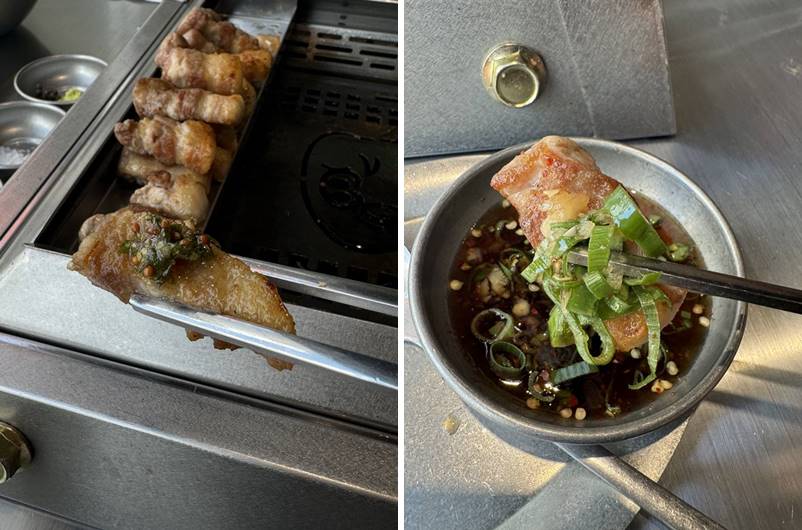 간장 소스와 찍어먹는 삼겹살