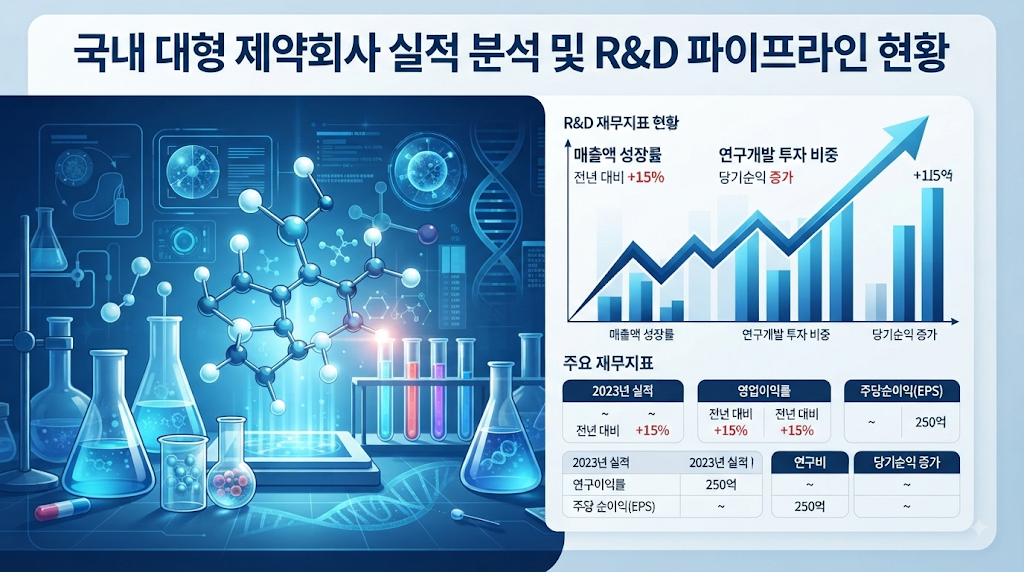 한미약품 실적과 신약 파이프라인의 성장 가능성을 보여주는 제약산업 분석 이미지