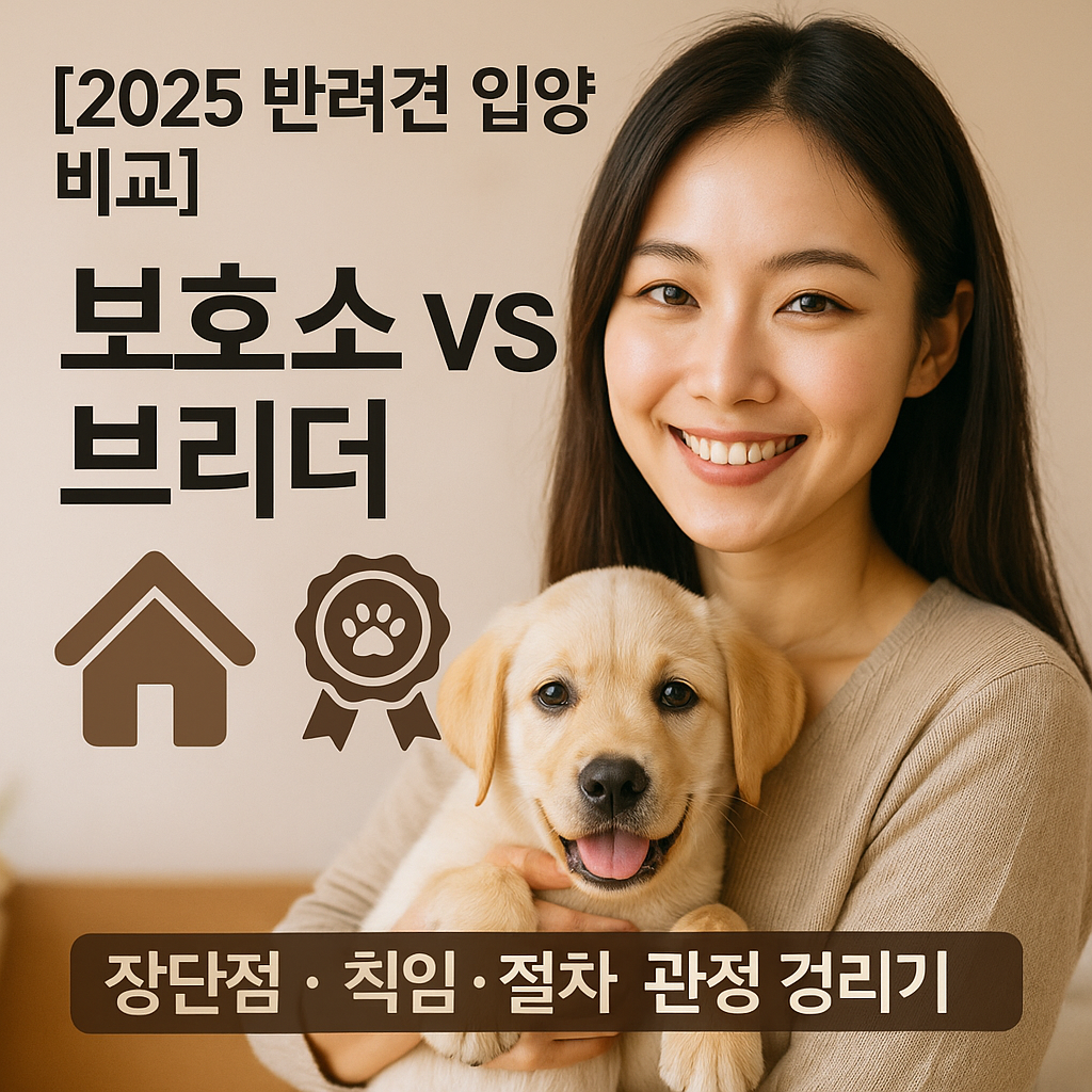 [2025 반려견 입양 비교] 보호소 vs 브리더 ｜ 장단점·책임·절차 완전정리