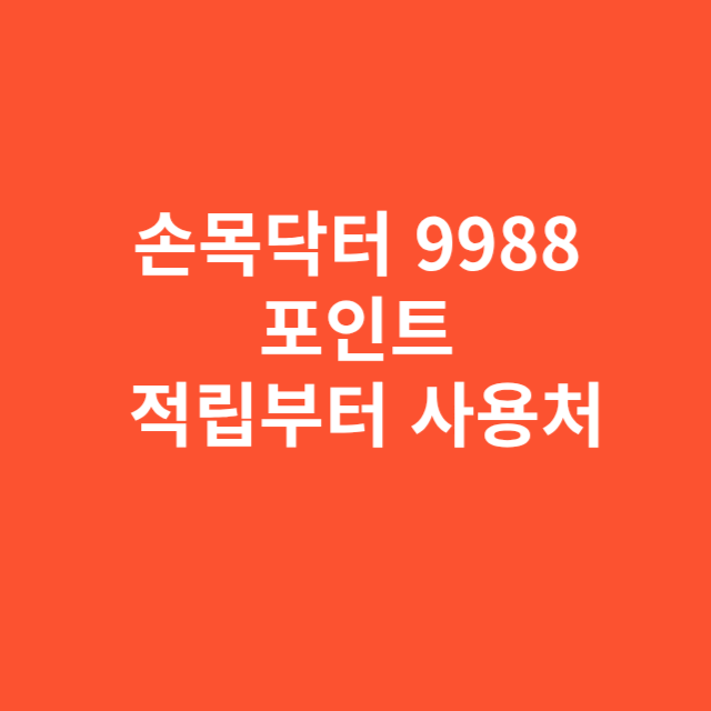손목닥터 9988 포인트, 적립부터 사용처까지 이것만 보면 끝