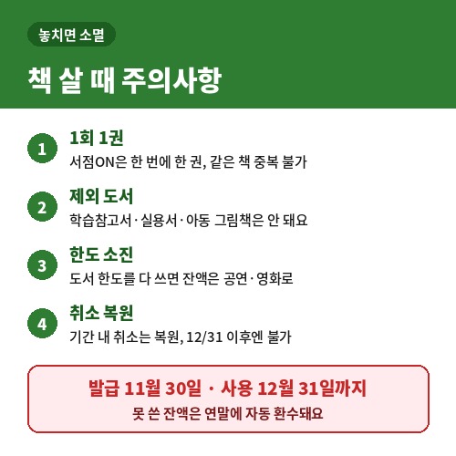 청년문화예술패스 책 구매 주의사항 11월 30일 발급 12월 31일 사용 마감