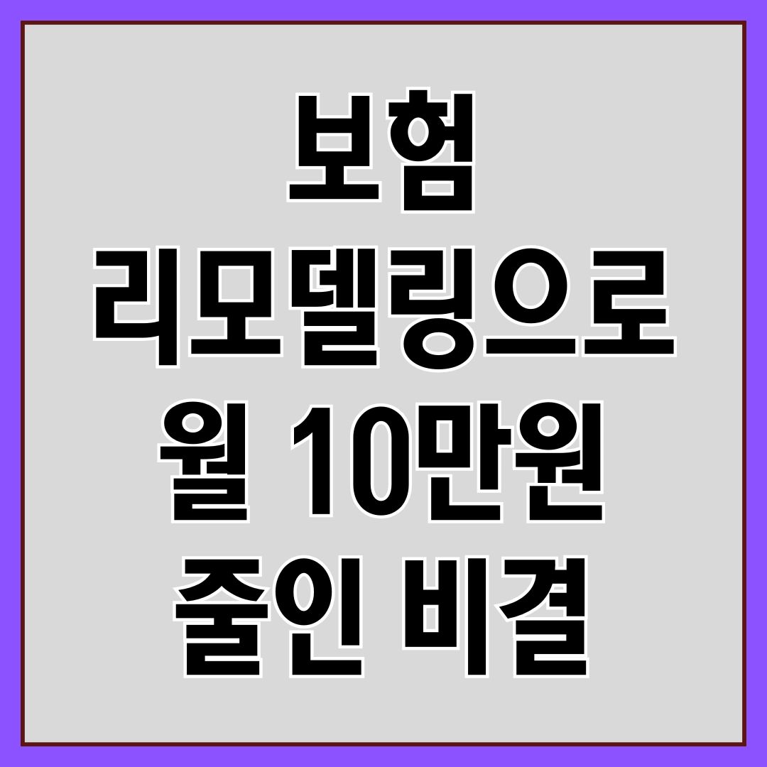 보험 리모델링으로 월 10만원 줄인 비결