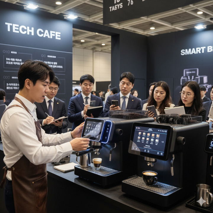 카페 창업쇼 부스 전경 (원두, 머신 등)