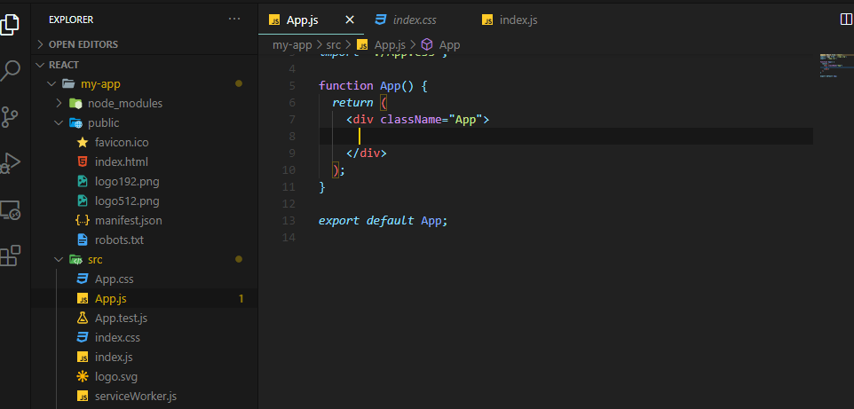 VS Code 리액트 Hello World 출력22