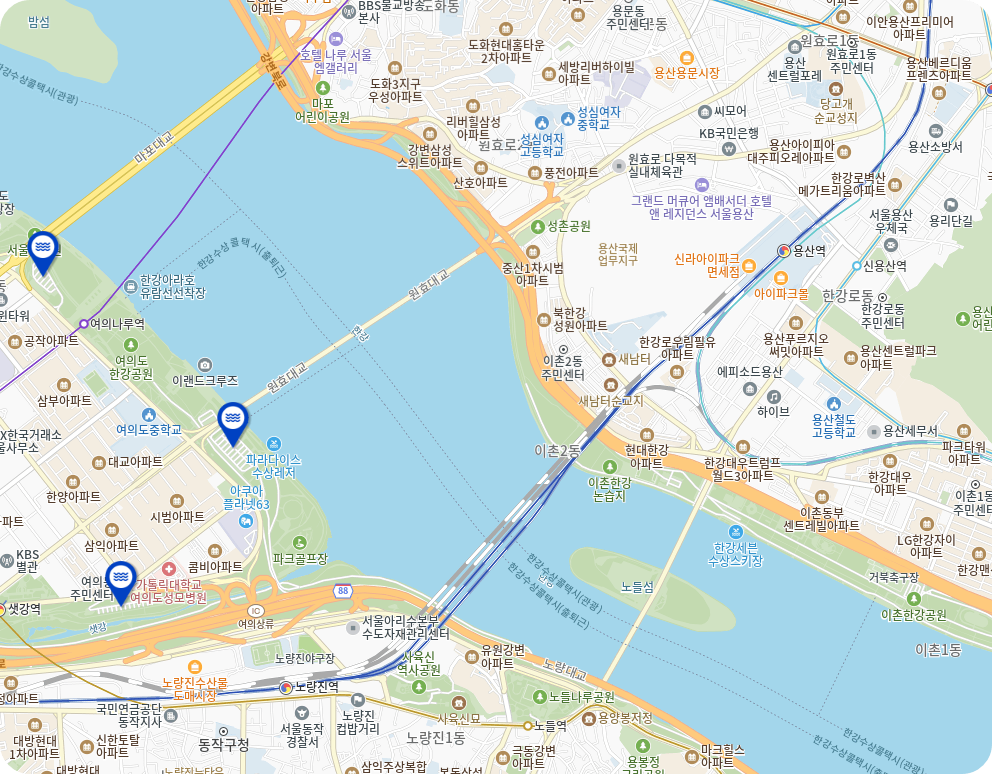 한강여의도수영장 주차장지도