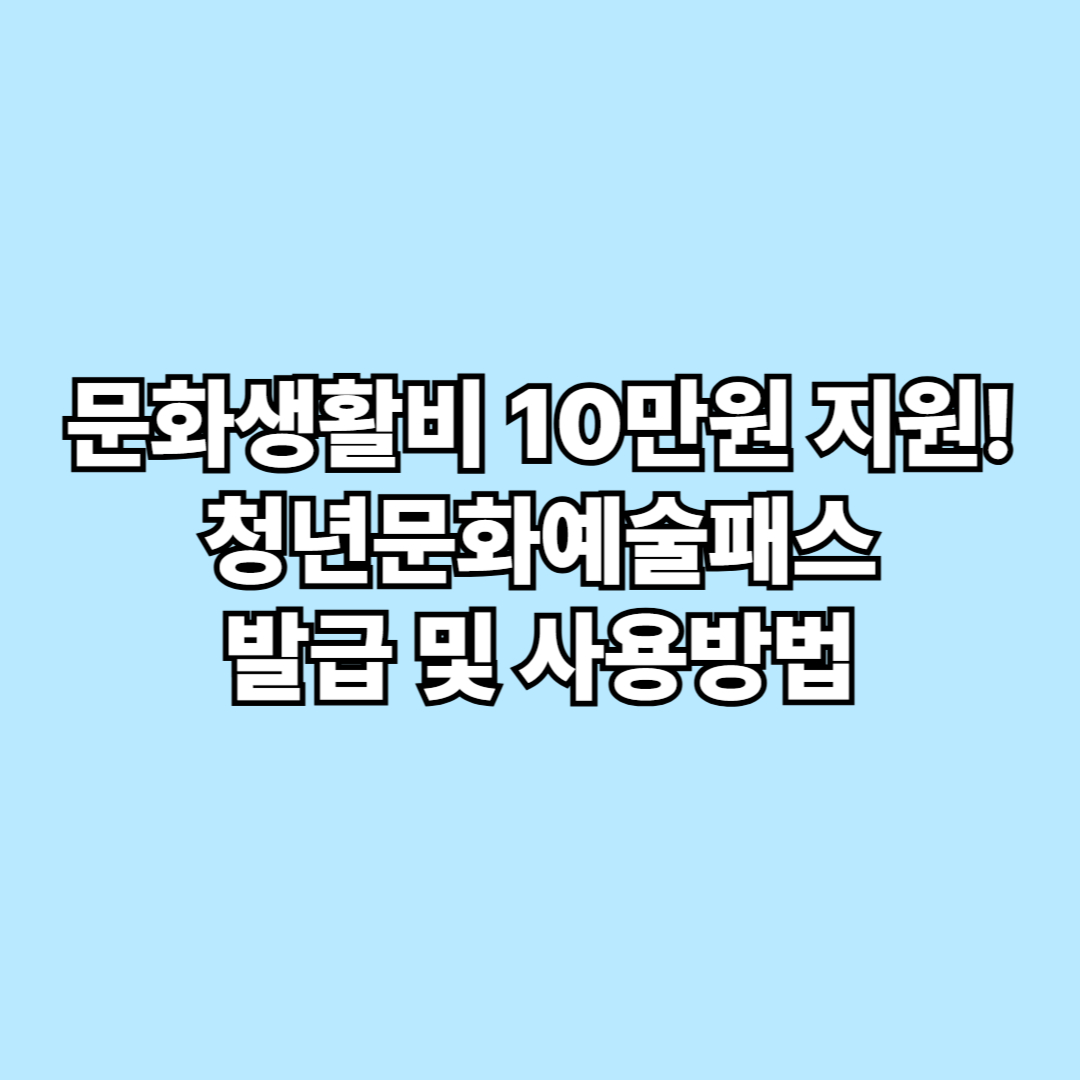 문화생활비 10만원 지원! 청년문화예술패스 발급 및 사용방법