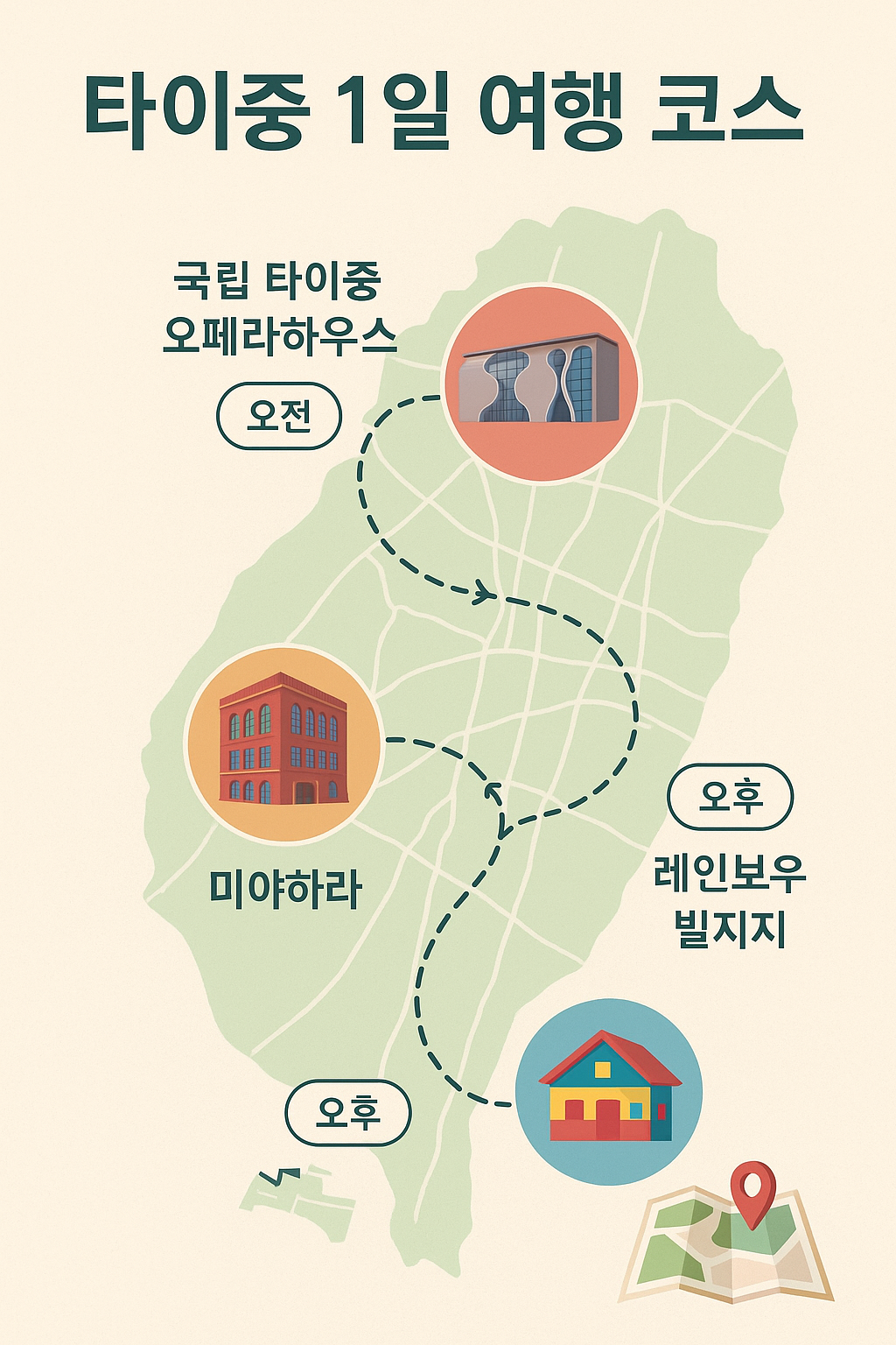 타이중 1일 여행 코스 인포그래픽