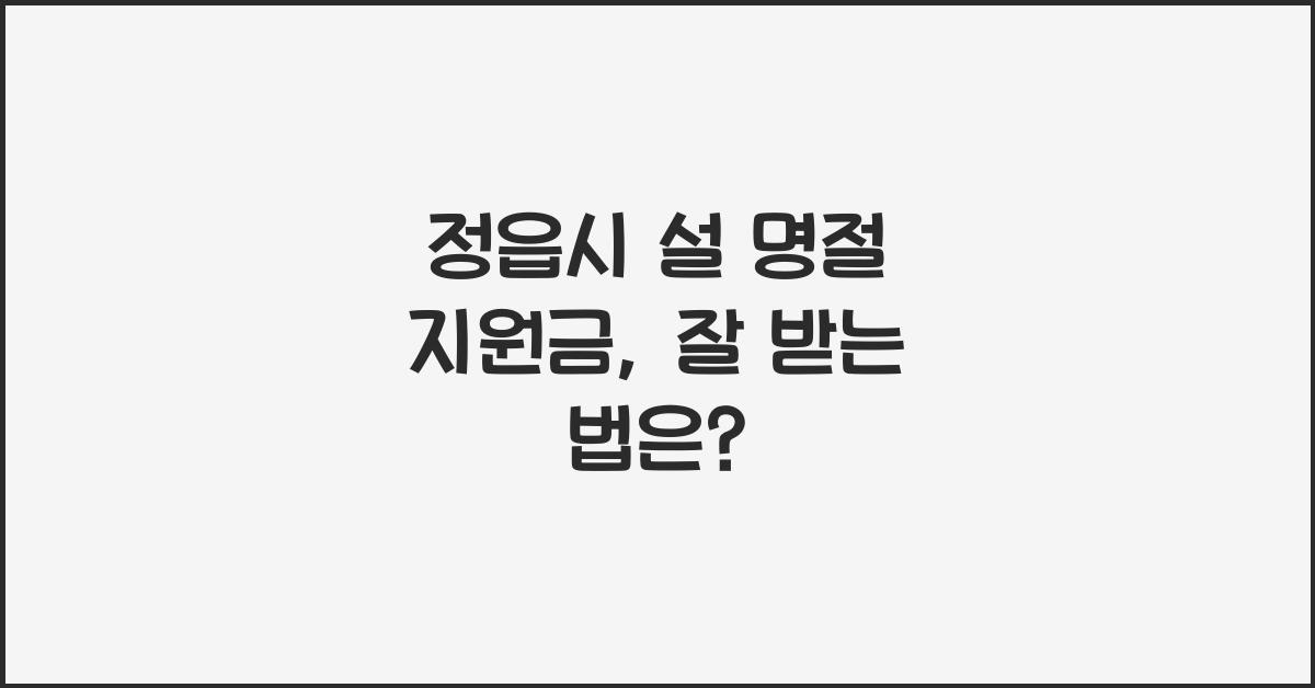 정읍시 설 명절 지원금