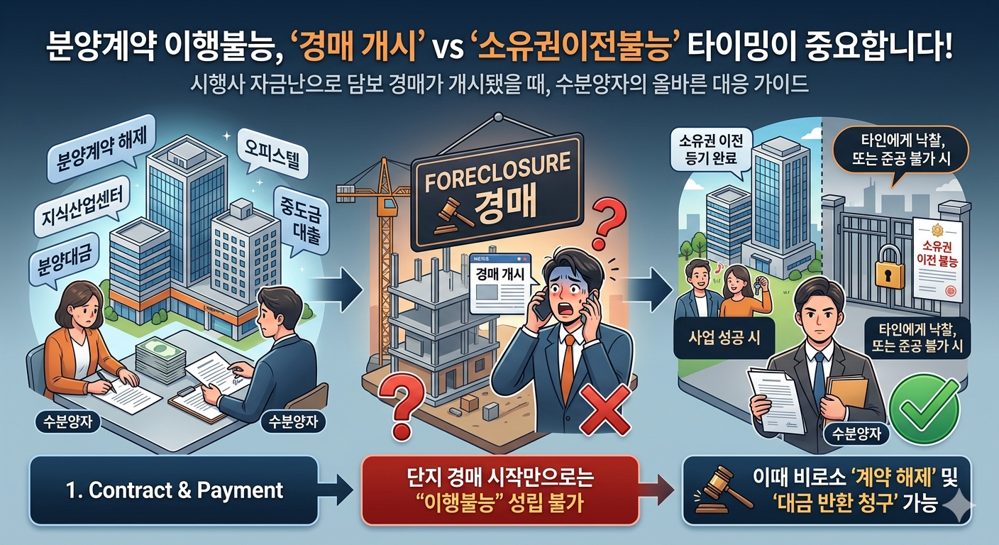 이행불능은 경매에서도 제3자에게 소유권이전등기시이다