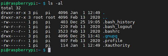 윈도우와 동일한 것인지 라즈비안에서 확인
