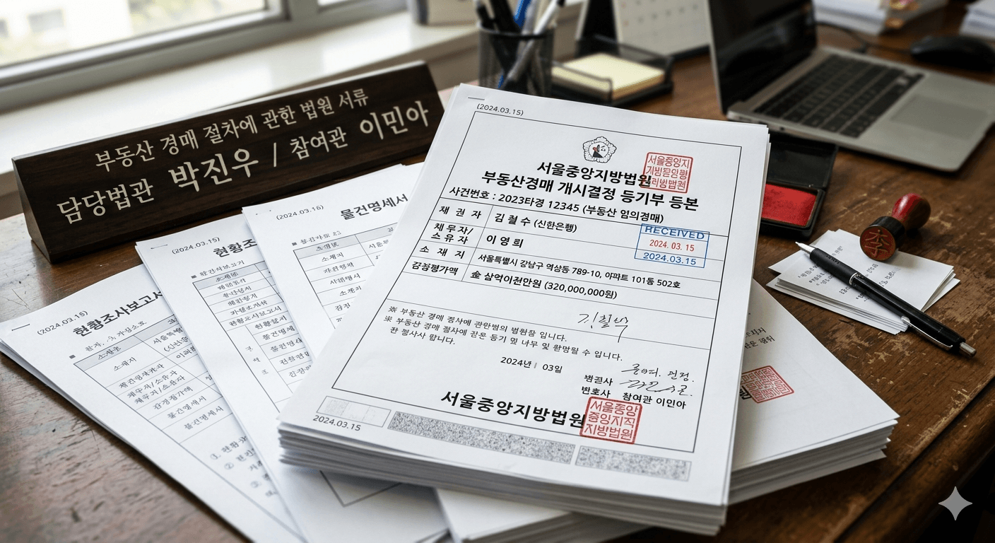 법원 경매 서류 사진