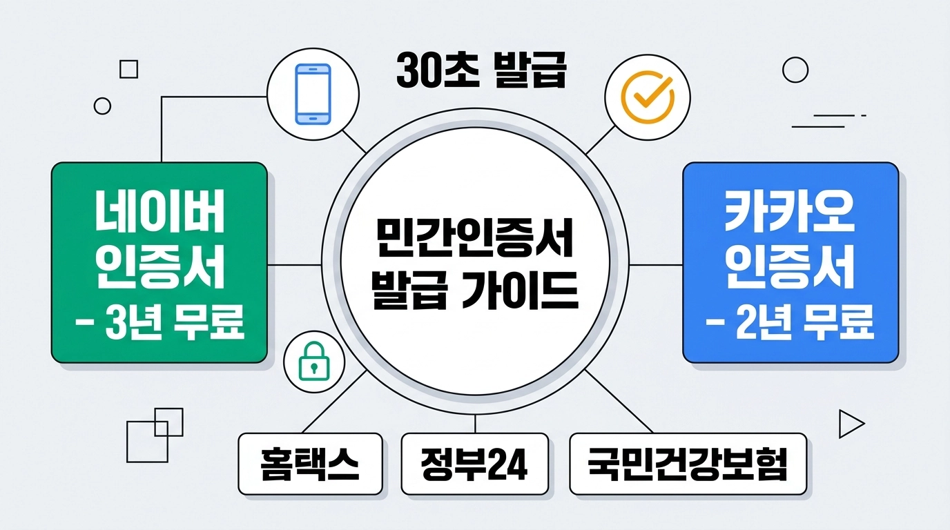 네이버 인증서 카카오톡 지갑 인증서 발급 방법 비교 인포그래픽 2026