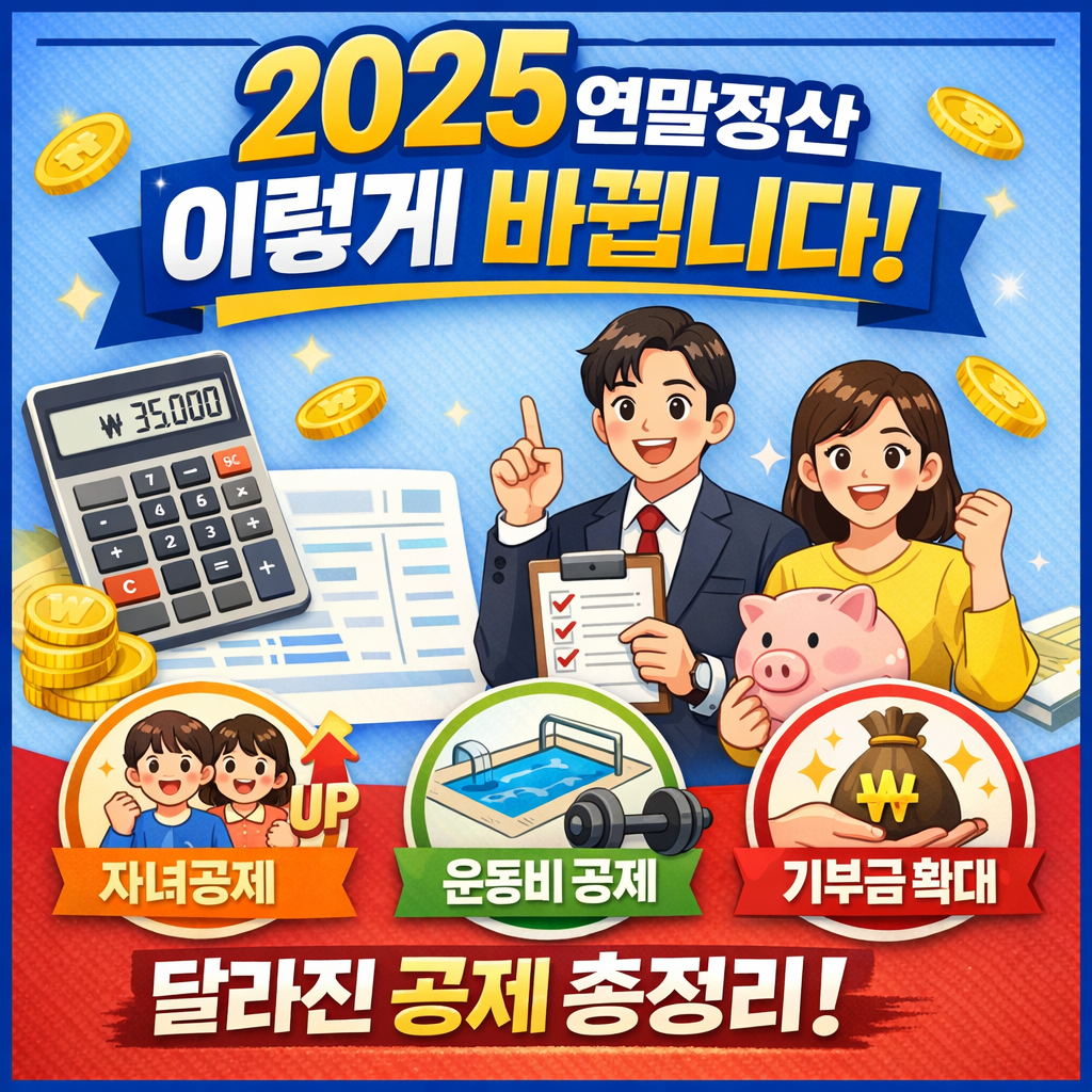 2025 연말정산 바뀐 점 총정리 자녀공제 체력단련장 소득공제까지 계산법까지!