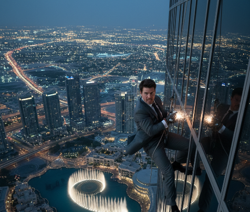 미션 임파서블 고스트 프로토콜에서 촬영된 부르즈 할리파 외벽 액션 장면