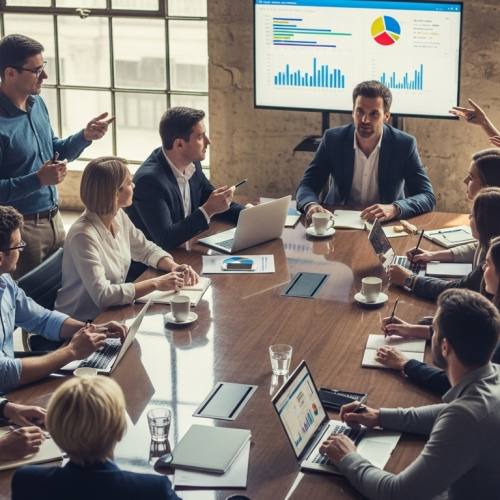 회의하는 사진으로 거버넌스를 예시하는 사진