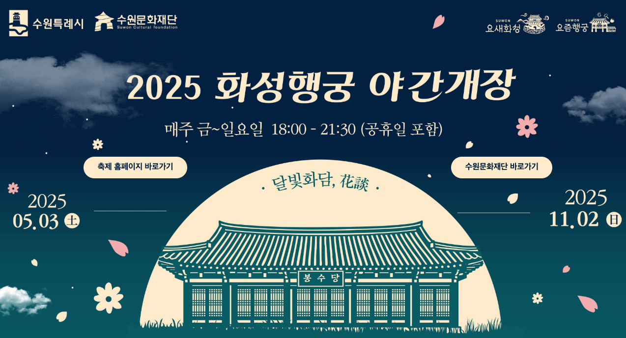 야간 조명 아래 화성행궁 전경