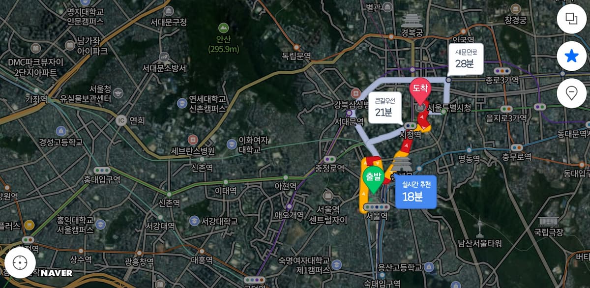 실시간 교통 상황 지도 &mdash; 정체&middot;사고&middot;공사 정보 표시