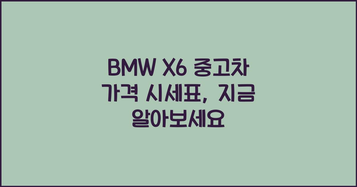 BMW X6 중고차 가격 시세표