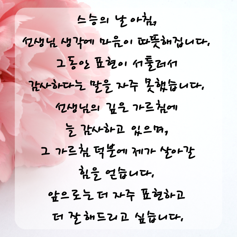 스승의날 인사말 감사 편지 문구 글귀 이미지