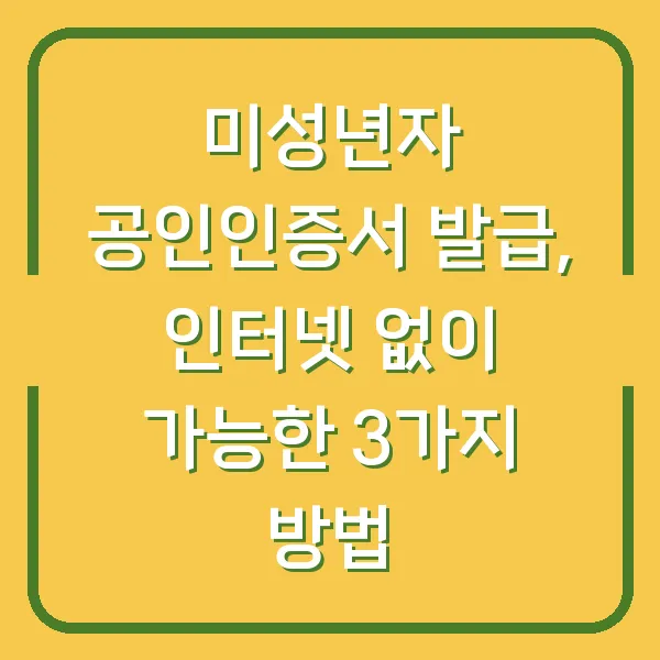 미성년자 공인인증서 발급, 인터넷 없이 가능한 3가지 방법