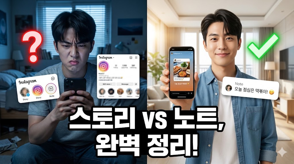 인스타 스토리 vs 노트, 아직도 헷갈리세요? 2025년 최신 완벽 정리 (상황별 사용법)