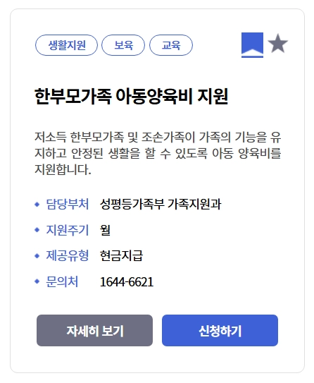한부모가족 아동양육비 지원조건 확인
