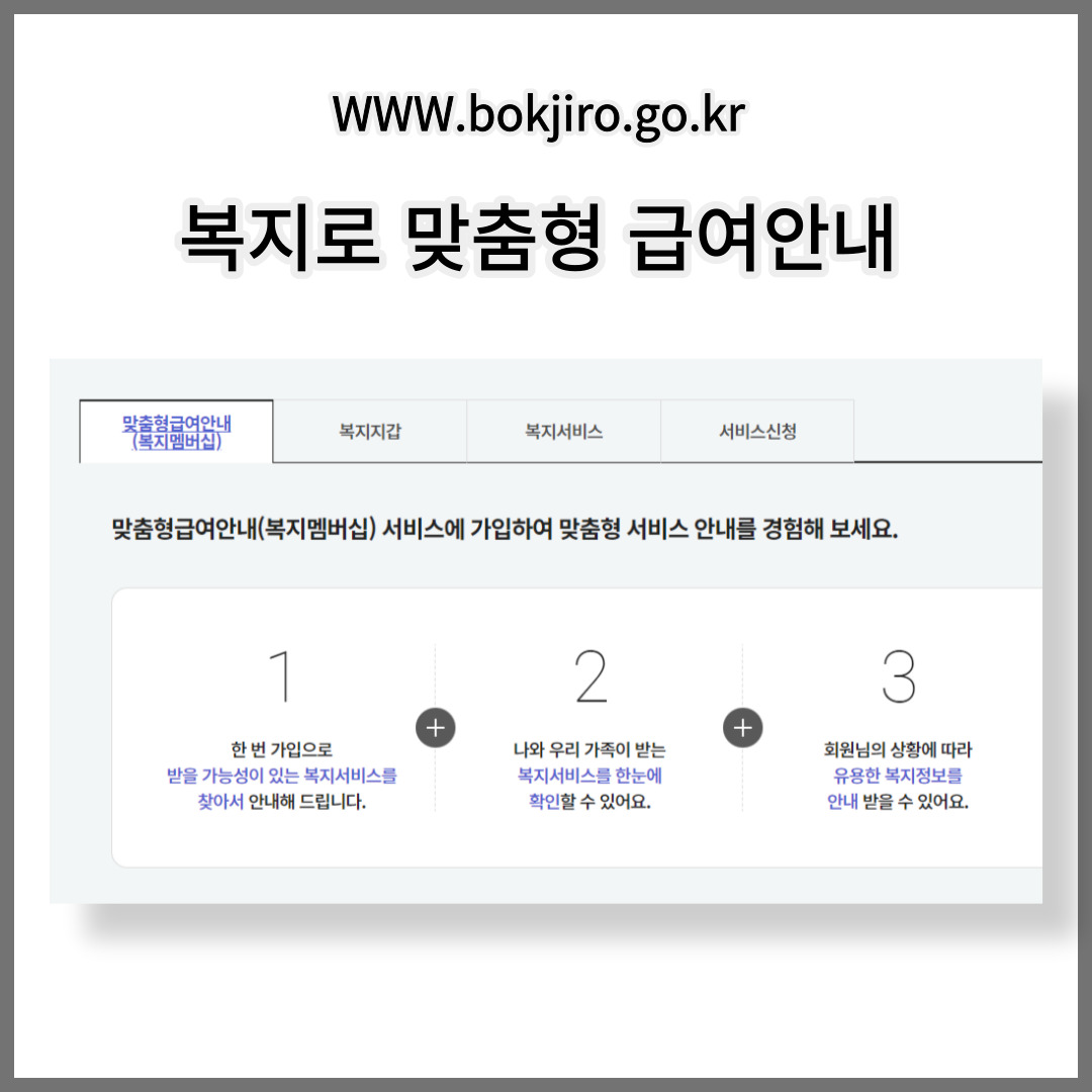 복지로 맞춤형 급여 안내