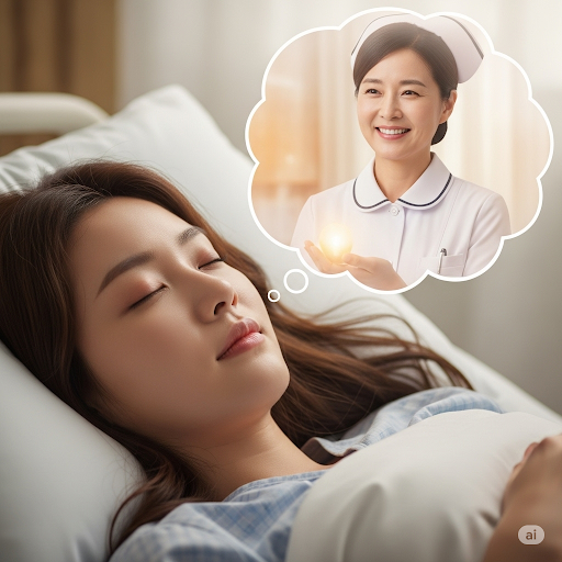 간호사가 나오는 꿈을 꾸는 모습
