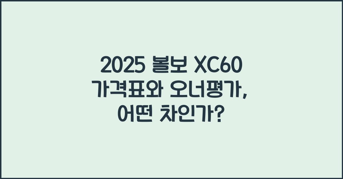 2025 볼보 XC60 가격표 제원 연비 장단점 유지비 오너평가